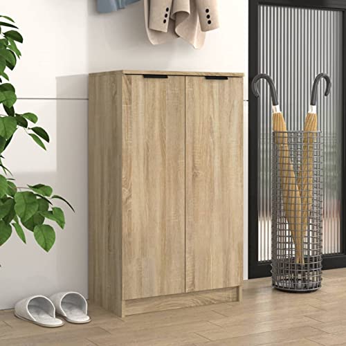 Sufrk Schuhschrank Sonoma-Eiche 59x35x100 cm Holzwerkstoff Natur Schuhschrank Hoch Allzweckschrank von Sufrk