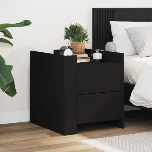 Sufrk Schwarzer Nachttisch, 45 x 50 x 50 cm, aus mehrschichtigem Holz, Nachttische für Schlafzimmer, modernes Design, platzsparendes Möbelstück für Wohnzimmer Sufrk Schwarzer Nachttisch, 45 x 50 x 50 cm, aus mehrschichtigem Holz, Nachttische für Schlafzimmer, modernes Design, platzsparendes Möbelstück für Wohnzimmer von Sufrk