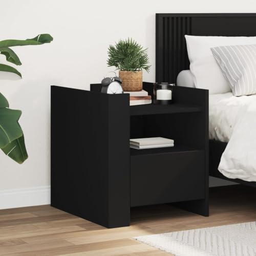 Sufrk Schwarzer Nachttisch 45 x 50 x 50 cm aus Spanplatte, Nachttische für Schlafzimmer aus Holz, modernes Design, platzsparender Schrank für Wohnzimmer Sufrk Schwarzer Nachttisch 45 x 50 x 50 cm aus Spanplatte, Nachttische für Schlafzimmer aus Holz, modernes Design, platzsparender Schrank für Wohnzimmer von Sufrk