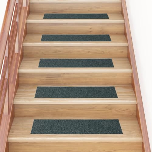 Sufrk Selbstklebende Treppenmatten 15 STK. Treppenstufen Matten Treppen Teppichstufen Stufenteppich Selbstklebend Rechteckig 76x20 cm Grün von Sufrk