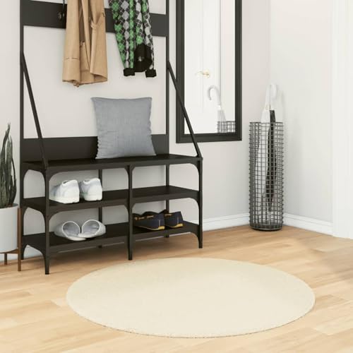 Sufrk Teppich HUARTE Kurzflor Weich und Waschbar Creme Ø 100 cm Teppich Waschbar Teppich Wohnzimmer Teppich Weich Teppich Schlafzimmer von Sufrk