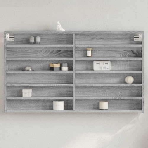 Sufrk Vitrine Sonoma Grau 100 x 8,5 x 58 cm Mehrschichtholz Vitrine Wohnzimmer Elegante Vitrine aus Holz Kristallschrank Sufrk Vitrine Sonoma Grau 100 x 8,5 x 58 cm Mehrschichtholz Vitrine Wohnzimmer Elegante Vitrine aus Holz Kristallschrank von Sufrk