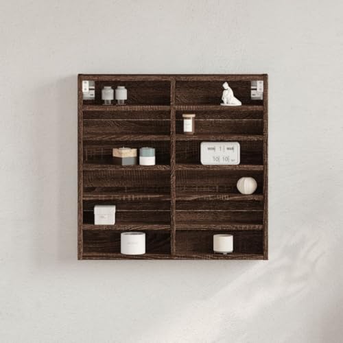 Sufrk Vitrine Vitrine Eiche Braun 60 x 8,5 x 58 cm Mehrschichtholz Vitrine Wohnzimmer Elegante Vitrine aus Holz Kristall Sufrk Vitrine Vitrine Eiche Braun 60 x 8,5 x 58 cm Mehrschichtholz Vitrine Wohnzimmer Elegante Vitrine aus Holz Kristall von Sufrk