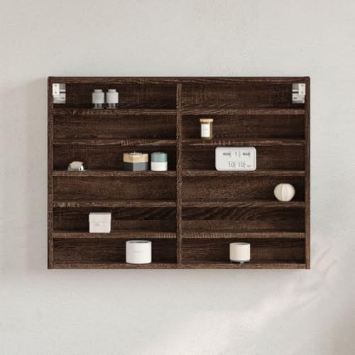 Sufrk Vitrine Vitrine Eiche Braun 80 x 8,5 x 58 cm Mehrschichtholz Vitrine Wohnzimmer Elegante Vitrine aus Holz Kristall Sufrk Vitrine Vitrine Eiche Braun 80 x 8,5 x 58 cm Mehrschichtholz Vitrine Wohnzimmer Elegante Vitrine aus Holz Kristall von Sufrk