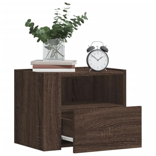 Sufrk Wand-Nachttische 2 STK. Nachttisch HäNgend Bedside Table Sideboard HäNgend Wandtisch Nachttisch Braun Eichen-Optik 45x30x35 cm - 848324 von Sufrk