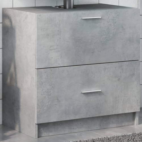 Sufrk Waschbeckenunterschrank Betongrau 59 x 37 x 59 cm aus Spanplatte, Waschbeckenunterschrank für Badezimmer Bodenunterschrank von Sufrk