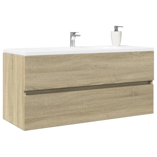 Sufrk Waschbeckenunterschrank für Badezimmer, Sonoma-Eiche, 100 x 38,5 x 45 cm, aus Spanplatte, Waschbeckenunterschrank von Sufrk