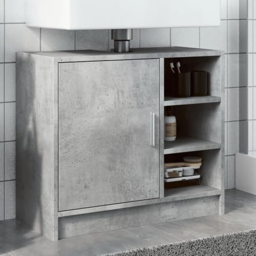 Sufrk Waschbeckenunterschrank grau Beton 63 x 29 x 55 cm aus mehrschichtigem Holz, Waschbeckenunterschrank für Badezimmer Bodenunterschrank von Sufrk