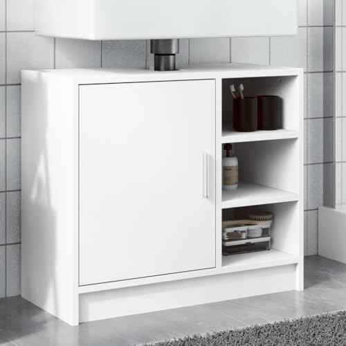 Sufrk Waschbeckenunterschrank weiß 63 x 29 x 55 cm aus Spanplatte, Waschbeckenunterschrank für Badezimmer Bodenunterschrank von Sufrk