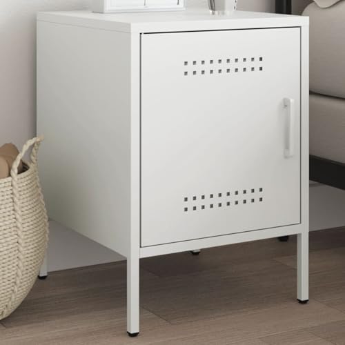 Sufrk Weißer Nachttisch 36 x 39 x 50,5 cm aus Stahl, Nachttische für Schlafzimmer aus Holz, modernes Design, platzsparender Schrank für Wohnzimmer Sufrk Weißer Nachttisch 36 x 39 x 50,5 cm aus Stahl, Nachttische für Schlafzimmer aus Holz, modernes Design, platzsparender Schrank für Wohnzimmer von Sufrk