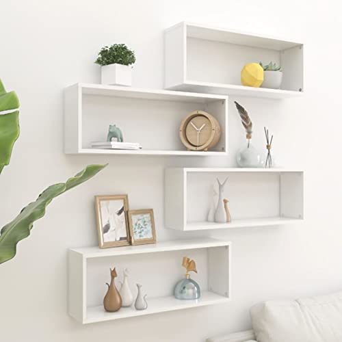Sufrk Würfelregale 4 STK. Regale FüR WäNde Wand Regale WüRfel Regal Shelves Wall Wandregal WüRfel Weiß 60x15x23 cm Holzwerkstoff von Sufrk