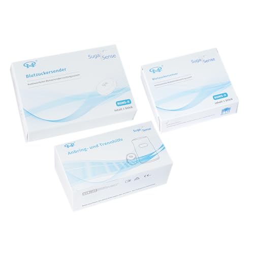 SUGA SENSE STARTER-MONATS-SET | kontinuierlichen Glukoseüberwachung ohne Stechen | Zuckermessgerät Glucose Monitor | Diabetes | Zuckerwerte kontrollieren von Suga Sense
