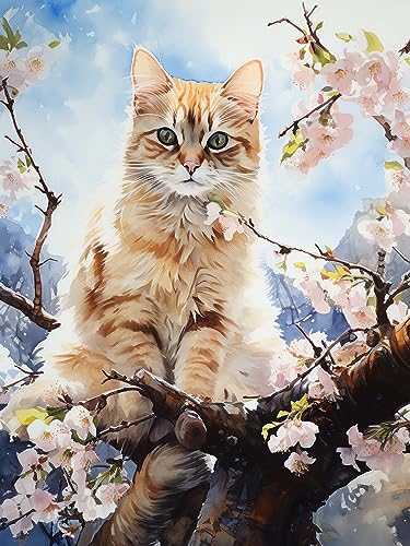 Sugamm 5D Diamond Painting Kit Cat Runder Full Drill Set, DIY Diamant Painting Bilder Animal Kristall Stickerei Kreuzstich Home Schlafzimmer Büro Wanddekoration 30x40 cm von Sugamm