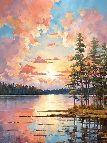 Sugamm 5D Diamond Painting Kit Landscape Runder Full Drill Set, DIY Diamant Painting Bilder Sunset Kristall Stickerei Kreuzstich Home Schlafzimmer Büro Wanddekoration 30x40 cm von Sugamm