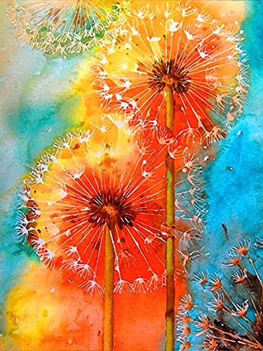 Sugamm 5D Diamond Painting Kit Löwenzahn Blume Runder Full Drill Set, DIY Diamant Painting Bilder Farbe Kristall Stickerei Kreuzstich Home Schlafzimmer Büro Wanddekoration 30x40 cm von Sugamm