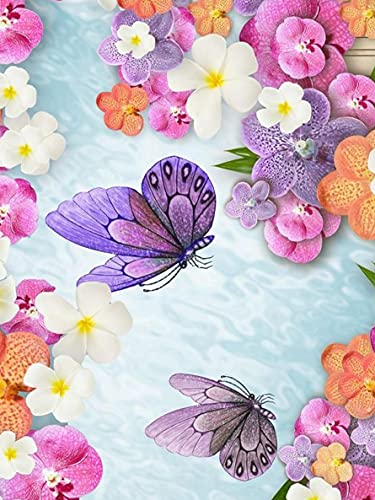 Sugamm 5D Diamond Painting kit Runder Diamant Schmetterling Full Drill Set, DIY Zubehör für Diamantmalerei Blume Kristallstickerei Kreuzstich Home Schlafzimmer Büro Wanddekoration 30x40cm von Sugamm