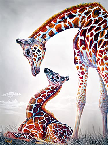 Sugamm 5D Diamond Painting kit Runder Diamant Giraffe Full Drill Set, DIY Zubehör für Diamantmalerei Tier Kristallstickerei Kreuzstich Home Schlafzimmer Büro Wanddekoration 30x40cm von Sugamm