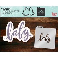 Baby Hand Beschriftete Ausstechform Und Schablone von SugarDashCo