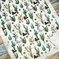 Personalisierte Kaktus Decke - Babydecke Minky Unisex Monogrammierte Wüstendecke von SugarDoodleBoutique