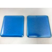 Glasuntersetzer in Tiefem Türkis Mit Silber Irisierender Oberfläche - 2Er-Set Handarbeit Glasuntersetzer in Tiefem Türkis Mit Silber Irisierender Oberfläche - 2Er-Set Handarbeit von SugarLipsGlass