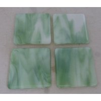 Handgefertigte, Wirbelige Grüne Und Weiße Einzigartige Kunstglasuntersetzer - 4Er-Set Untersetzer Wunderschönes Grünes, Handgefertigtes von SugarLipsGlass