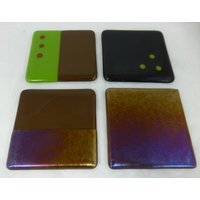 Handgefertigte Glasuntersetzer in Einer Kombination Aus Grün, Braun Und Irisierendem - Set Mit 4 Untersetzern Handgefertigtes Glasgeschenk Für von SugarLipsGlass