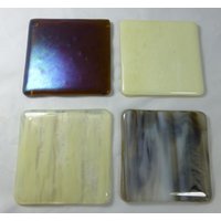 Handgemachte Glasuntersetzer in Braun- Und Cremefarben Mit Irisierendem & Streifigem - 4Er-Set Made To Order Handgefertigtes Glasgeschenk Barware von SugarLipsGlass