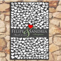Cooles Unikat Personalisiertes Hochzeitsgeschenk Verlobungsgeschenk Braut Und Bräutigam Gästebuch Grau Grün 263 Unterschriften 20x30_01 von SugarVineArt