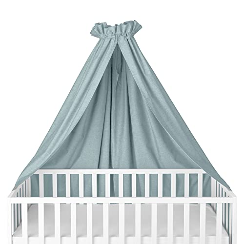 Sugarapple Himmel für Babybett - Gitterbett, Laufstall oder Laufgitter | 100% Baumwolle Öko Tex Standard | Aus Deutschland | Groß, seitlich quer verwendbar, 280x170 (BxH) cm | Uni Salbei Grün von Sugarapple