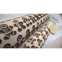 Der Lebkuchenmann Holz Rollende Pin Laser Graviert Frohe Weihnachtsmuster Weihnachtsgeschenk Dem von SugaryHome