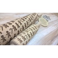 Holz-Rolling Pin "The Candy Cane" Laser Graved Merry Christmas Pattern Gift The Inglerbread Man von SugaryHome
