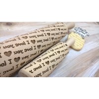 Holzrollen Pin Laser Graved I Love You Print Pattern Embossing von SugaryHome