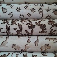 Holzrollende Pin Set Of 5 Laser Schnitt Hat Es Dolly Design Muster Geprägt Set Stück von SugaryHome