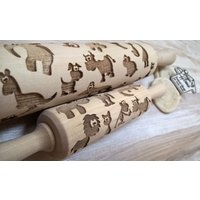 Holzrollnadel "Safari Tiere" Handgemachte Holzrollnadel Muster Prägung Lasergraviert von SugaryHome