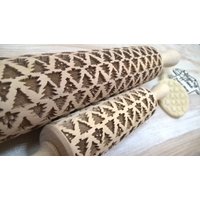 Holzwalzen Pin "Christmas Spruce" Weihnachtsmuster Handgefertigtes Holzholz Laser Cut Embossed von SugaryHome