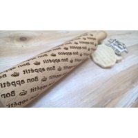 Holzwalzen Pin Laser Graved Print-Bon Appettit-Pattern-Embossing von SugaryHome