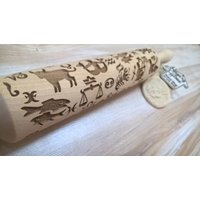 Holzwalzen Pin "Zodiac Pattern" Laser Cut Embossing Rolling Wooden Nudelholz von SugaryHome