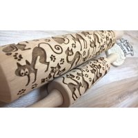 Rolling Pin Glamorous Cats Pattern Embossing Laser Cut von SugaryHome