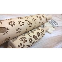 Tiere Und Vögel Fuß Drucken Hölzernen Rollen Pin Laser Graved Pattern Embossing von SugaryHome