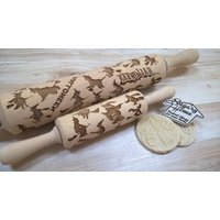 Wooden Rolling Pin "Witch Halloween" Laser-Cut Netting Muster Happy Halloween Party von SugaryHome