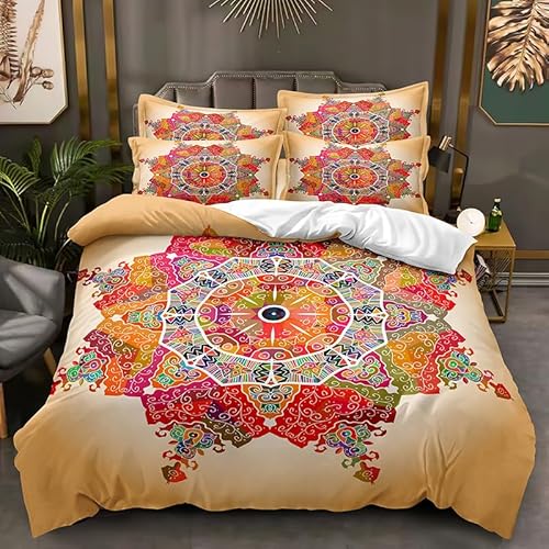 SugdeN 240X260Cm Bettwäsche Jungs Mikrofaser Mandala Bettwasche Weich Und Bequem Bettwäsche Set 240X260 Mit 2 Kissenbezügen 80X80Cm von SugdeN