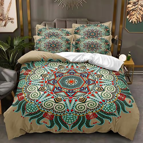 SugdeN Bettwasche Mandala Kinderbettwäsche 200X200 Mit 2 Kissenbezügen 80X80Cm Mikrofaser Bettwäsche 3D Effekt 200X200Cm Weich Und Bequem von SugdeN