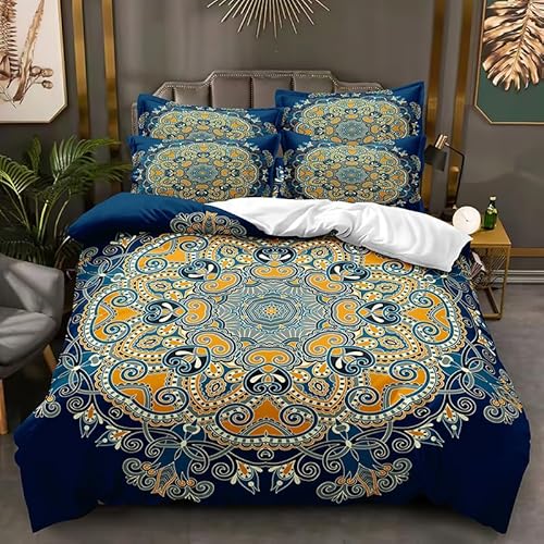 SugdeN Mandala Bett 200X200 Bettwäsche Weich Und Bequem Bettbezüge Set 200X200Cm Mit 2 Kissenbezügen 80X80Cm Bettwasche Mikrofaser von SugdeN