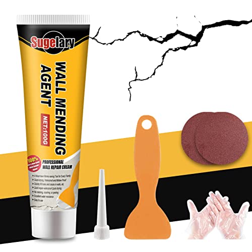 Sugelary Wandreparatur, Wandreparatur Creme Leistungsstarke Wandreparaturpaste mit Schaber Wandfüller Weißer Trockenbau-Patch zum Reparieren von Rissen Löchern Peeling Graffiti (100g) von Sugelary