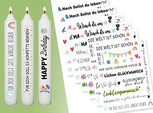 Sugeru® 6 X DIN A5 Geburtstag kerzenfolie(200+ Muster), Kerzentattoo Wassertransferdruck | wasserschiebefolie kerzen | kerzenaufkleber sticker |Kerzen dekorieren|Happy Birthday,Kerzen beschriften von Sugeru