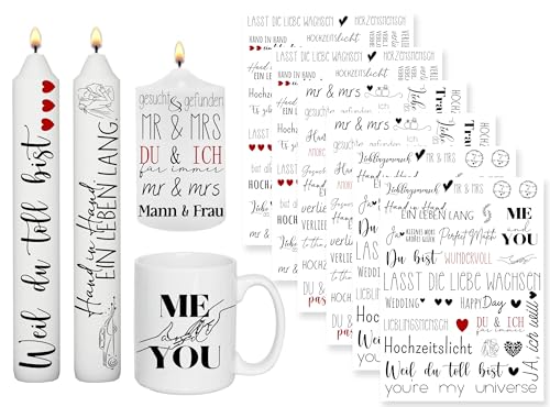 Sugeru® 6 PCS Kerzentattoo hochzeit(200+ Muster),Kerzenfolie | wasserschiebefolie kerzen | hochzeit deko dekoration | Hochzeit aufkleber sticker Kerzen tischdeko | geschenke hochzeit (HochzeitⅠ) von Sugeru