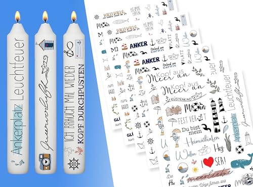Sugeru® 6 X DIN A5 kerzenfolie(200+Muster), Kerzentattoo Wassertransferdruck | Wasserschiebefolie kerzen dekorieren| kerzenaufkleber sticker | Lieblings Person,Valentinstag (Ozean II) von Sugeru