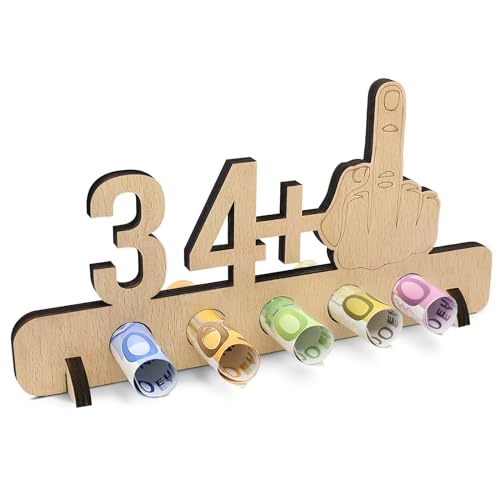 Sugeru® Ausgefallenes Geldgeschenke 35. Geburtstag - 34 + 1 | Witzige Lustige Geldgeschenke Schild | Gästebuch Geschenk | Holz Deco für Jubiläum Freunde/Familie/Mann/Frauen Kreatives(35) von Sugeru