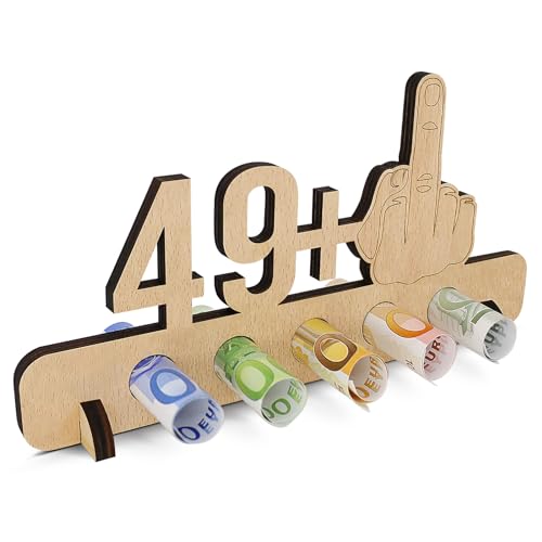 Sugeru® Ausgefallenes Geldgeschenke 50. Geburtstag - 49 + 1 | Witzige Lustige Geldgeschenke Schild | Gästebuch Geschenk | Holz Deco für Jubiläum Freunde/Familie/Mann/Frauen Kreatives(50) von Sugeru