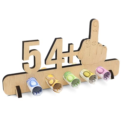 Sugeru® Ausgefallenes Geldgeschenke 55. Geburtstag - 54 + 1 | Witzige Lustige Geldgeschenke Schild | Gästebuch Geschenk | Holz Deco für Jubiläum Freunde/Familie/Mann/Frauen Kreatives(55) von Sugeru